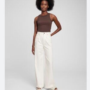 Gap Pleated High Rise Wide Leg Trouser White Size 28 Long